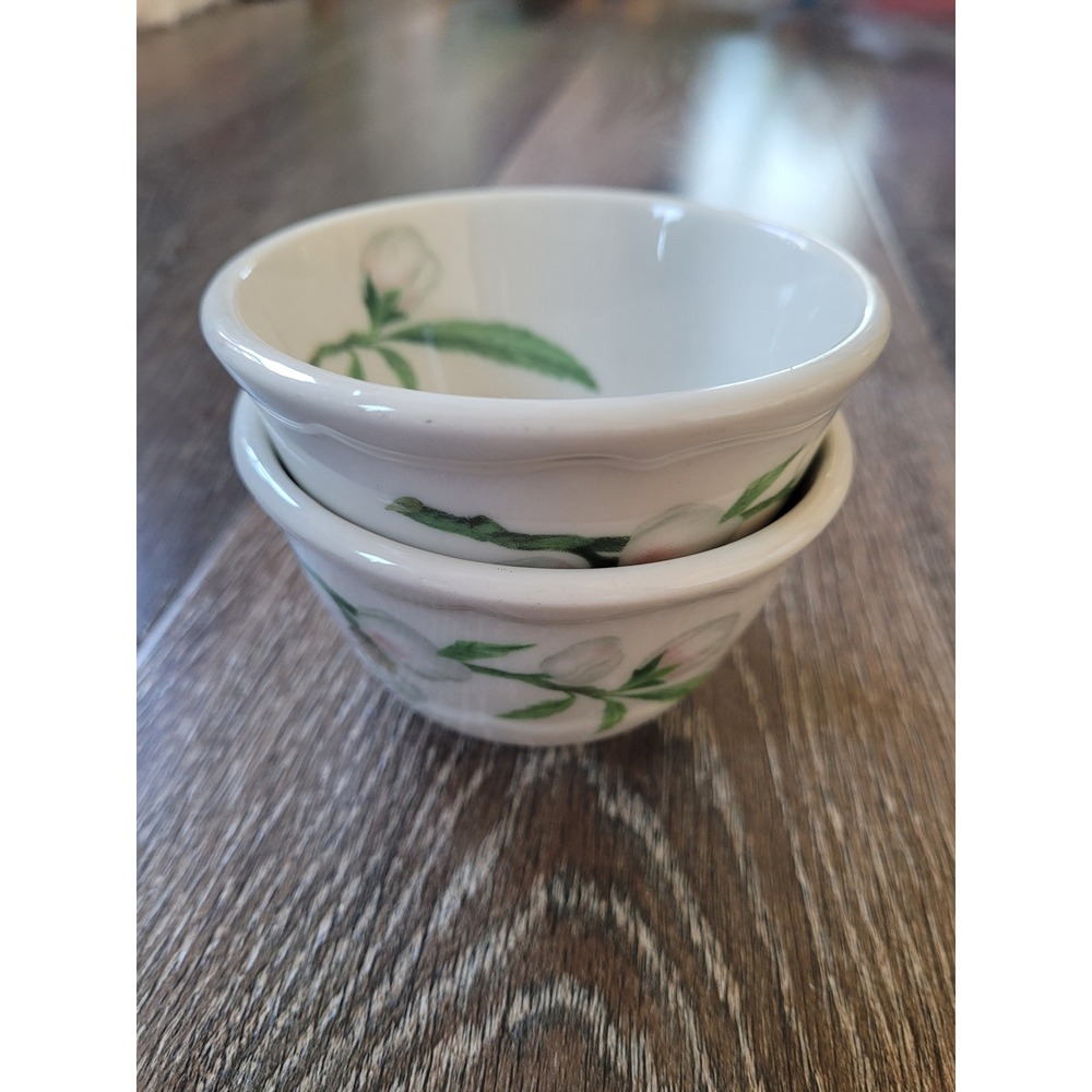 Vintage Syracuse China‎ Dessert Bowls Apple Blossom Mid-Century Modern Set of 2